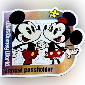 Disney Passholder Magnet Mickey Minnie Mouse Annual Pass Holder Glitter